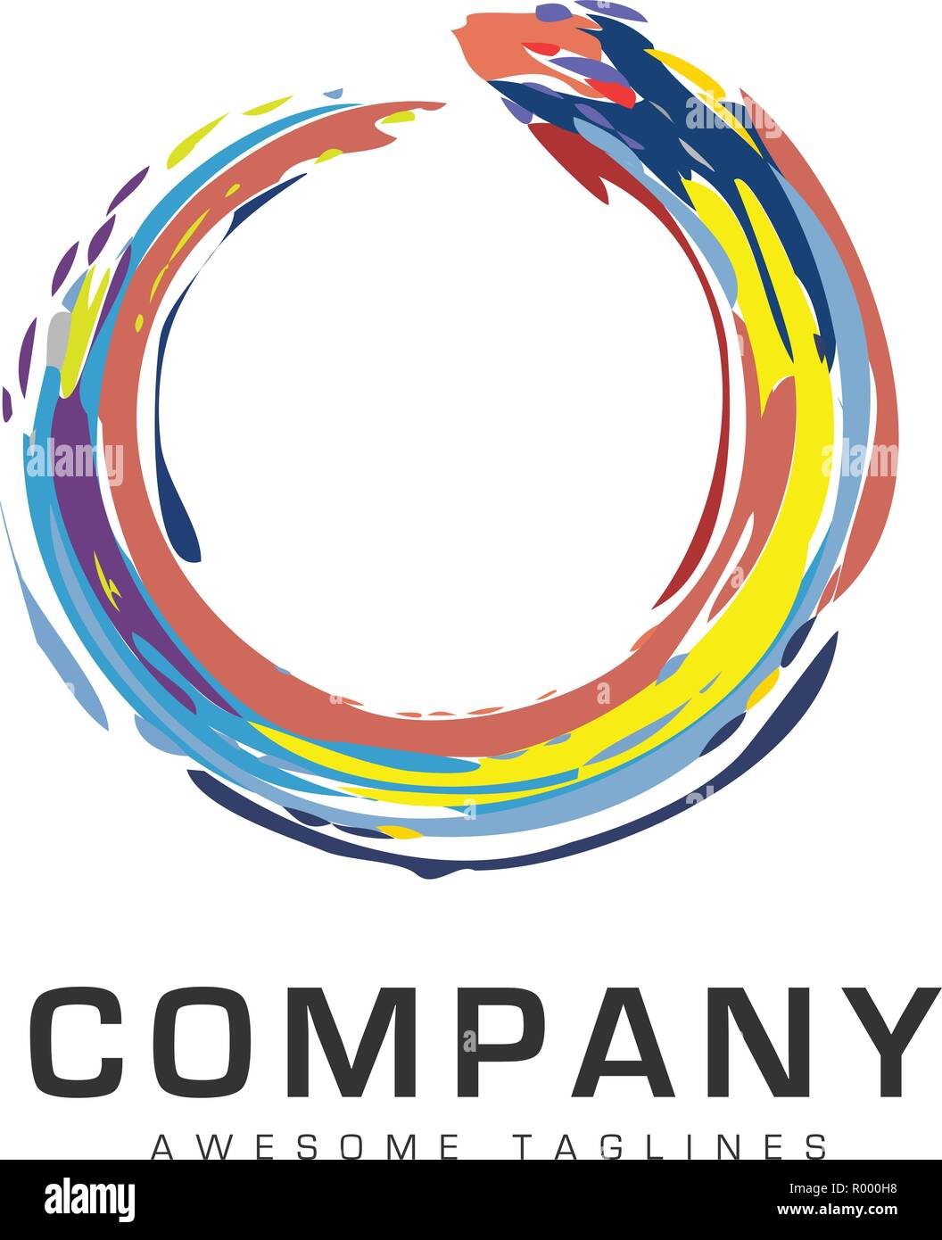 Abstract circle business company logo. Corporate circle rainbow color identity design element. Color circle segments mix, Stock Vector