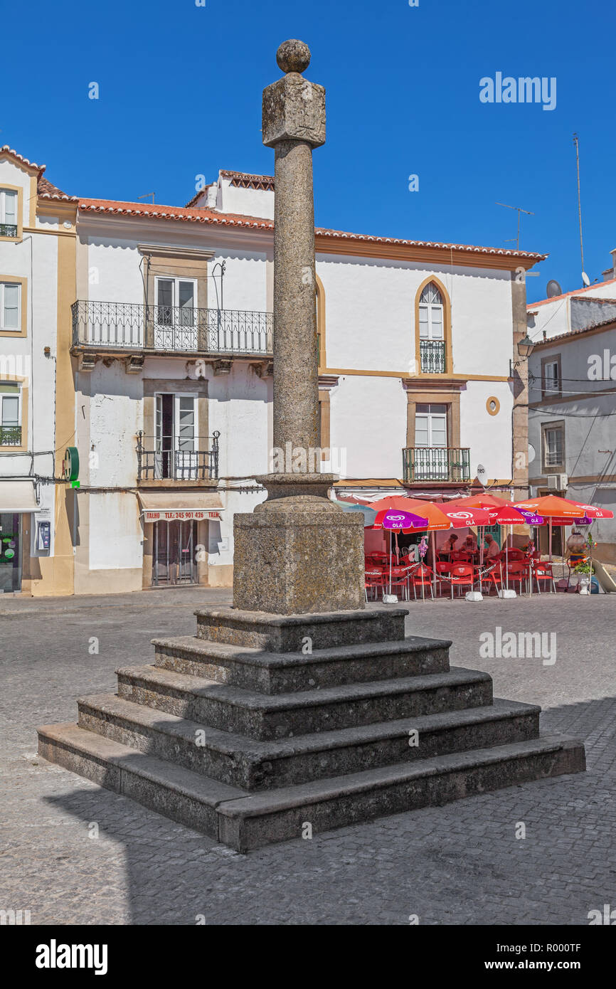 Castelo de Vide, Portugal - September 11, 2017: Town Pillory. Where the public justice and punishment was executed. Alto Alentejo Stock Photo