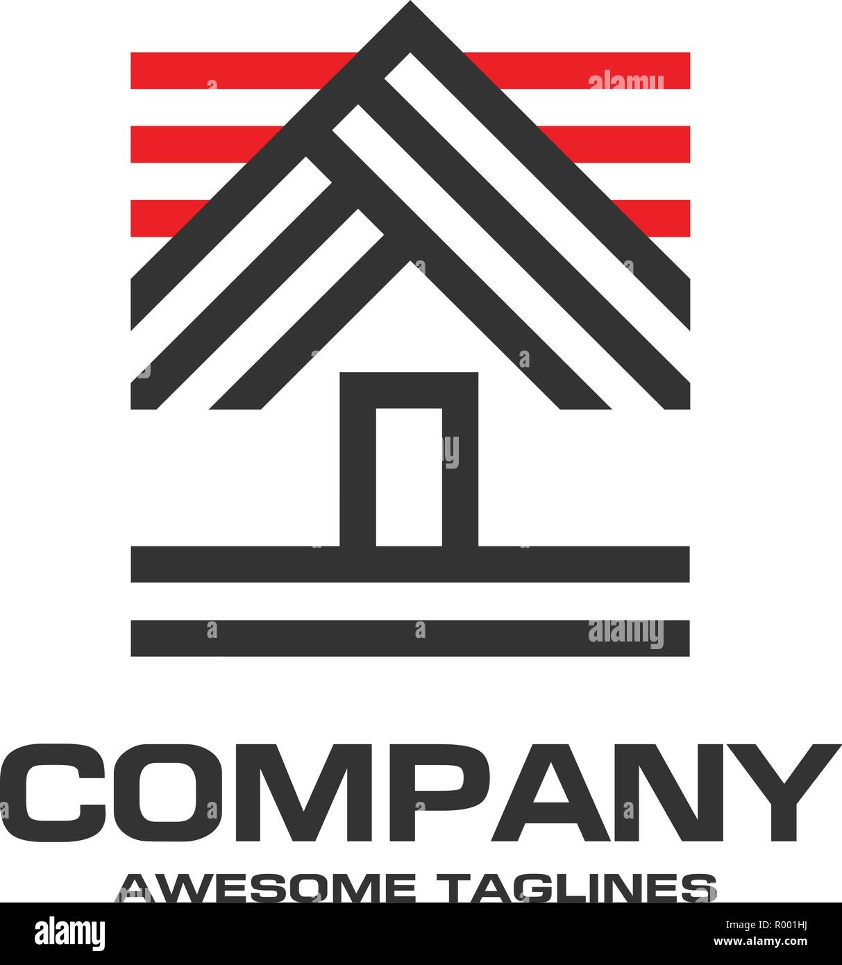 creative house logo vector create from lines concept Stock Vector