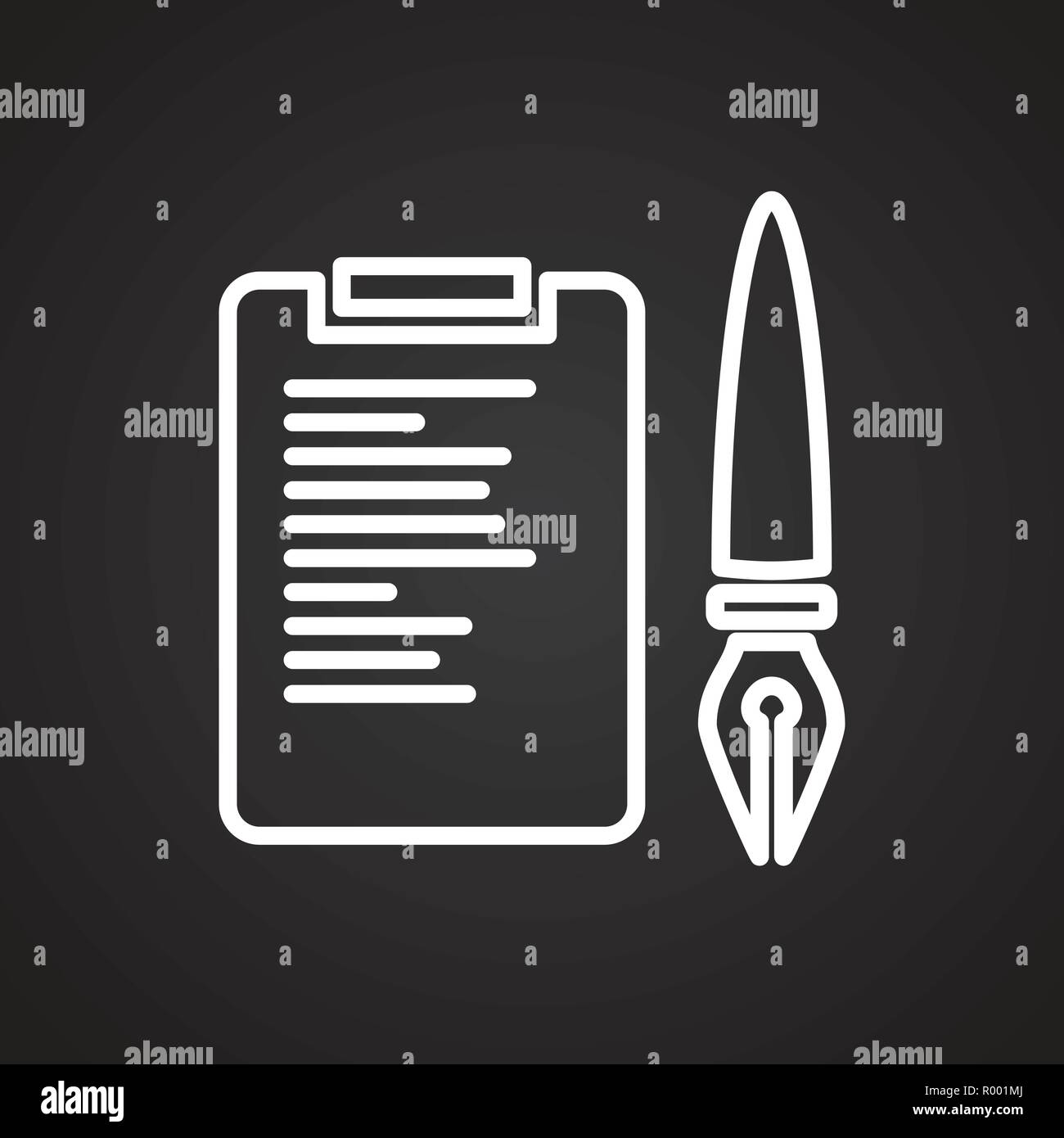 Finance contract thin line on black background icon Stock Vector Image ...