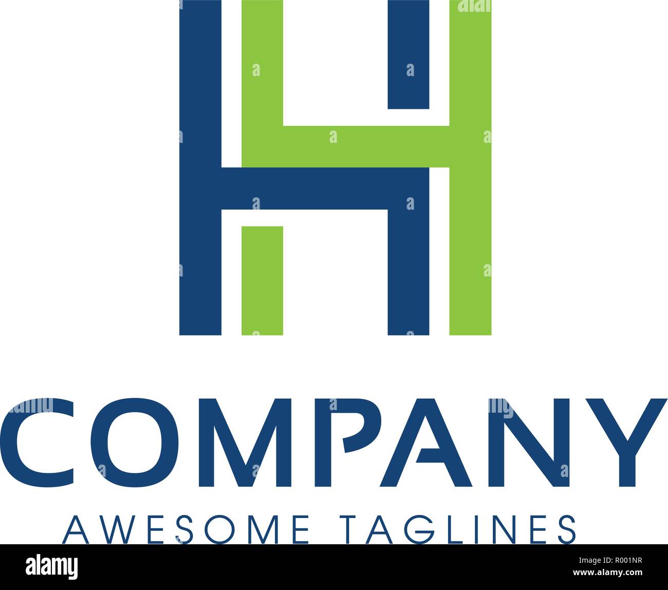 letter H logo modern color line shape typography design element Stock Vector
