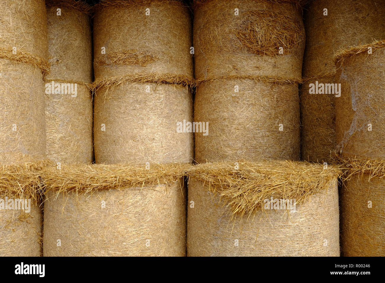 straw bales stacked in a farmyard in England Stock Photo Alamy