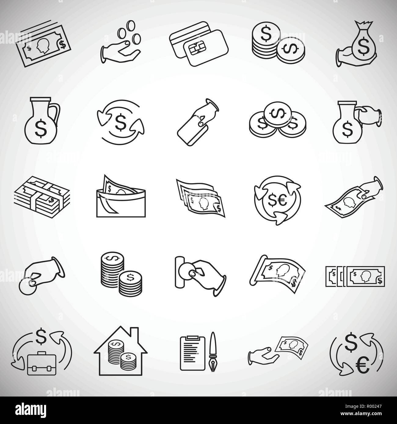 Money and finance thin line set on white background icons Stock Vector ...