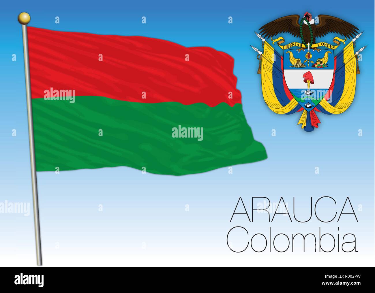 Arauca regional flag, Republica de Colombia, vector illustration Stock Vector