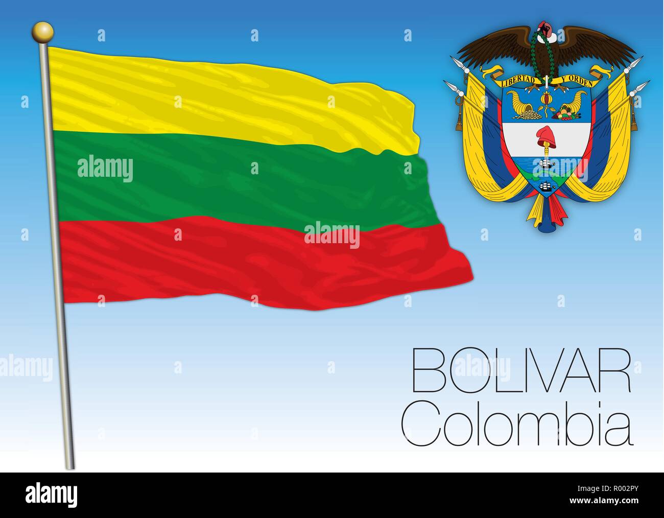 Bolivar regional flag, Republica de Colombia, vector illustration Stock ...