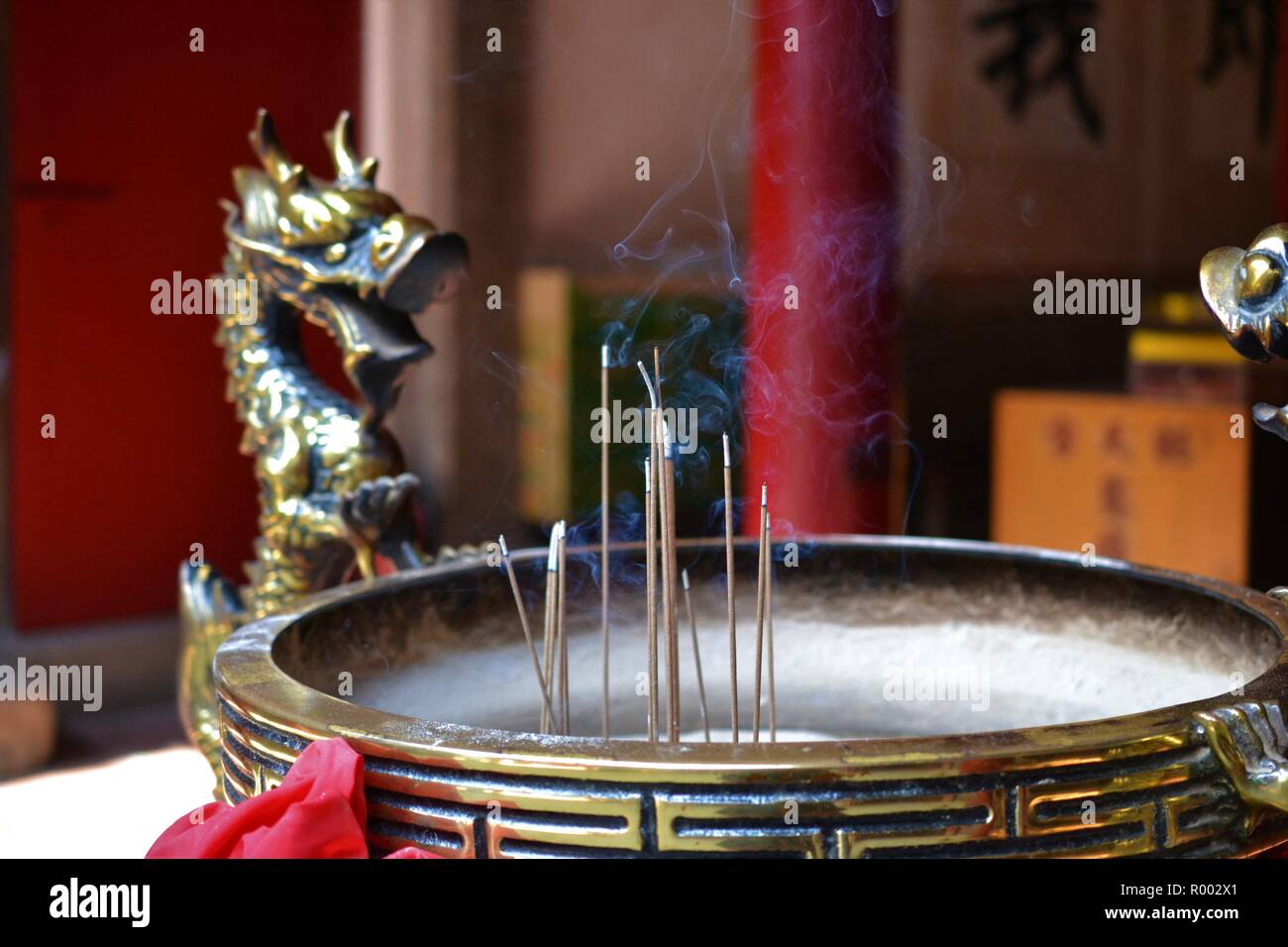 Buddhist incense burner in Taiwan, ancestor worship TEMPLE Stock Photo