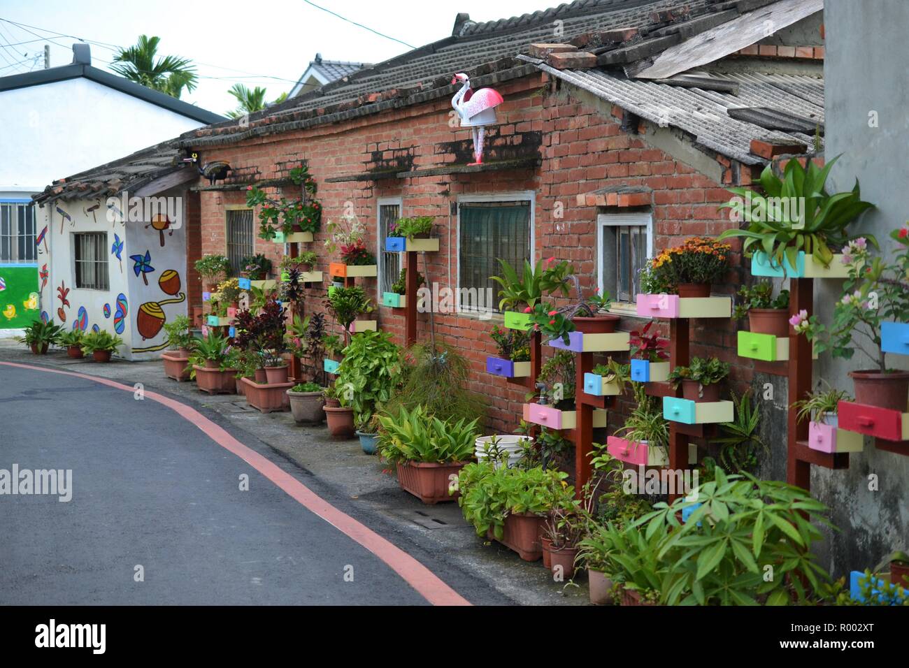 Old Taiwanese villages, cute shacks and houses, streets TAIWAN Stock