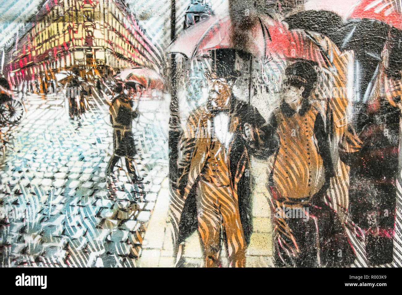 Street Art Version Of Gustave Caillebotte S Paris Street Rainy Day Stock Photo Alamy