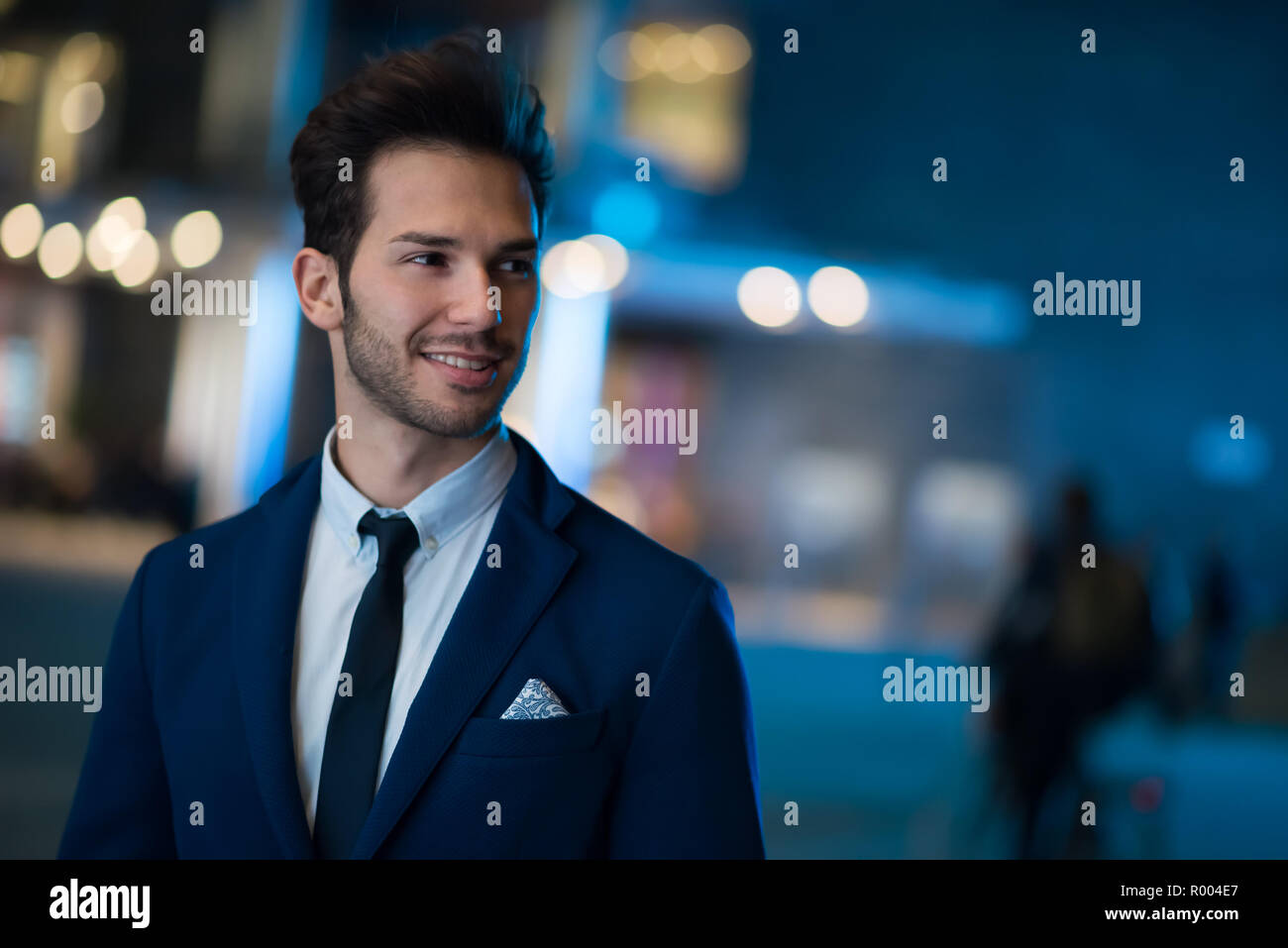 Portrait of a businessman at night Stock Photo - Alamy