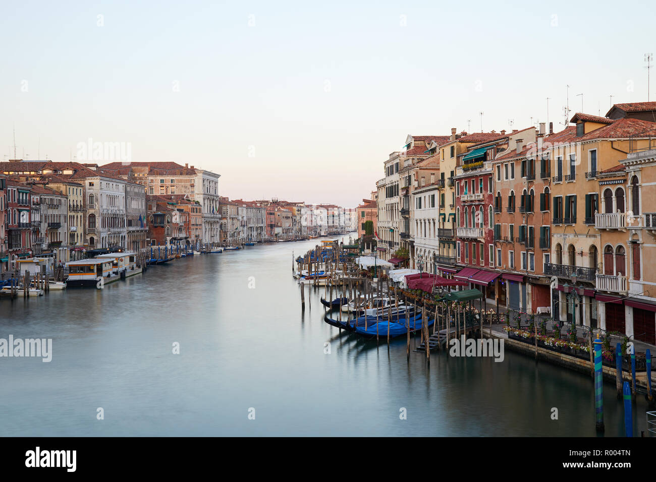 Grand Canal in Venice, nobody in the early morning in summer in Italy Stock Photo