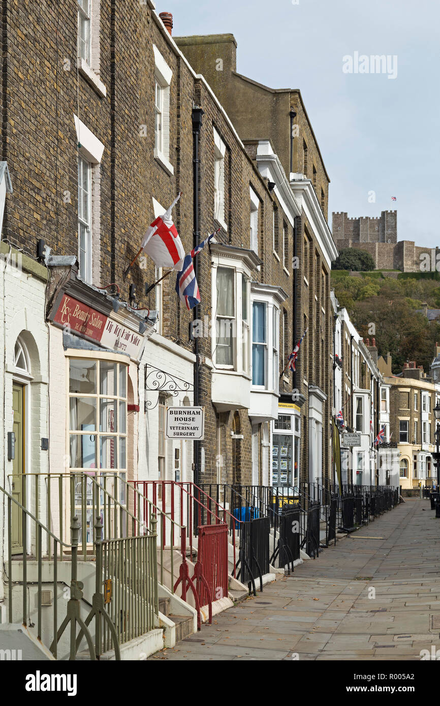 town centre and castle, Dover, England, Great Britain Stock Photo