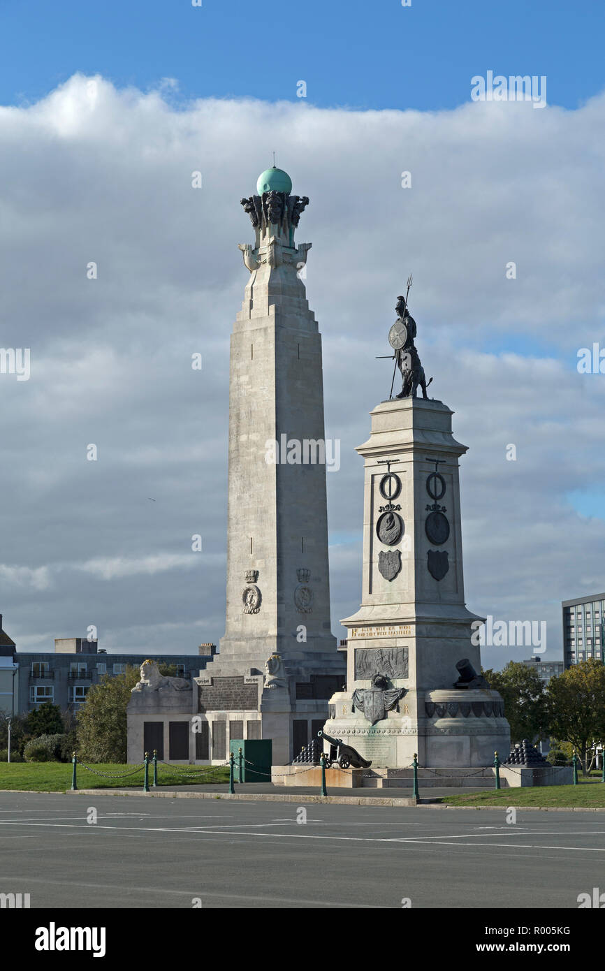 Naval War Memorial and Armada Monument, Plymouth Hoe, Plymouth, Devon, England, Great Britain Stock Photo