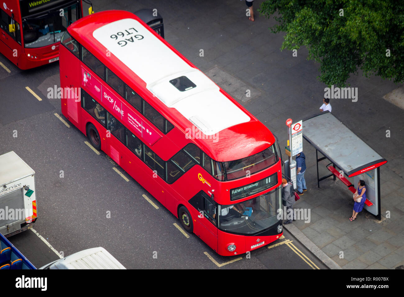 LONDON - JUL 01, 2015: A Double-decker bus on the street in London Stock Photo