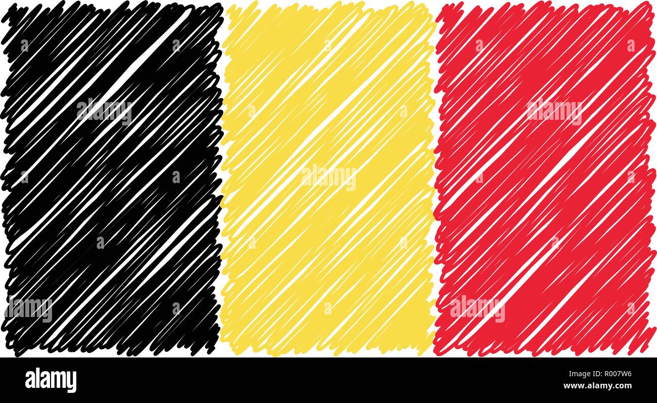 Hand Drawn National Flag Of Belgium Isolated On A White Background ...