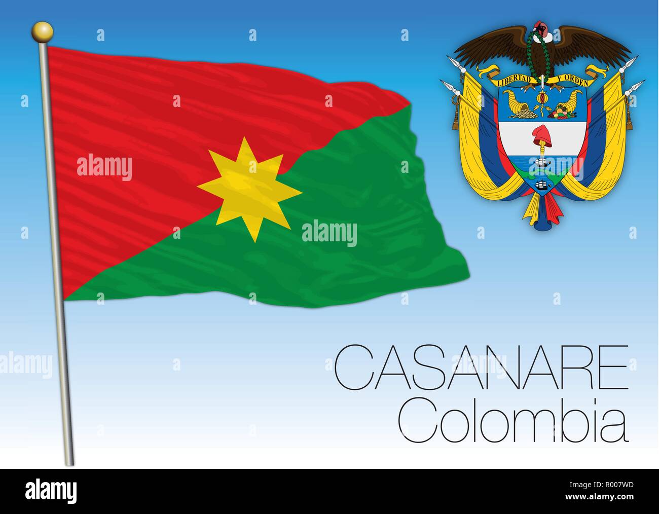 Casanare regional flag, Republica de Colombia, vector illustration Stock Vector
