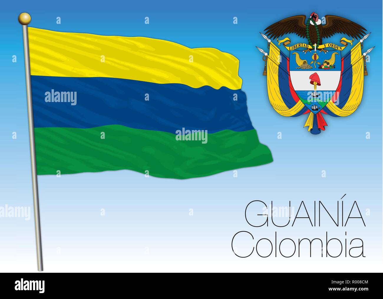 Guainia regional flag, Republica de Colombia, vector illustration Stock Vector