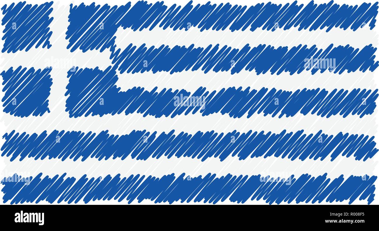 Hand Drawn National Flag Of Greece Isolated On A White Background ...