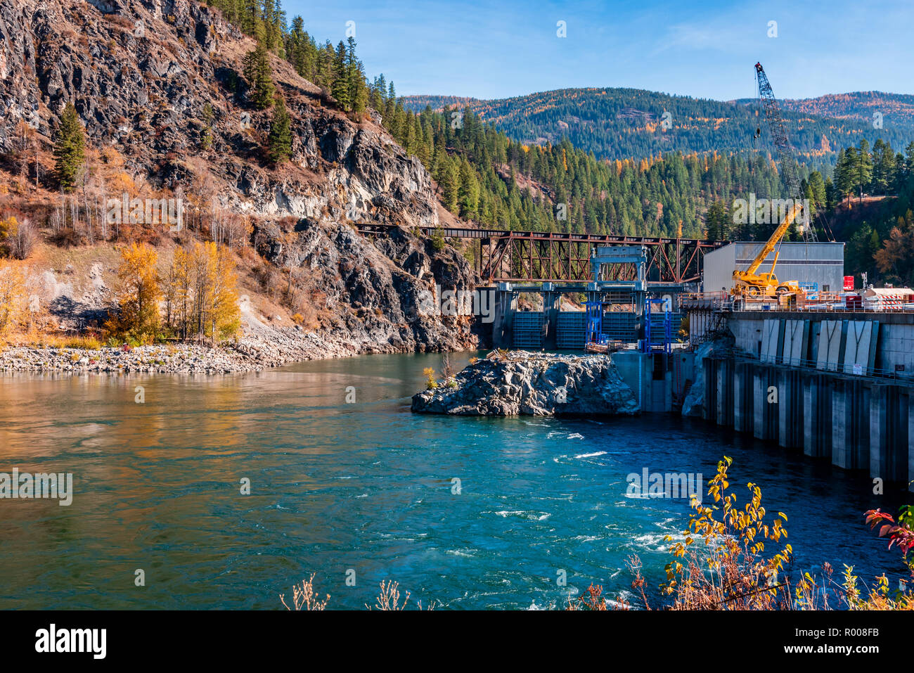 Box Canyon Dam on the Pend Oreille River Near Ione, Washington Stock
