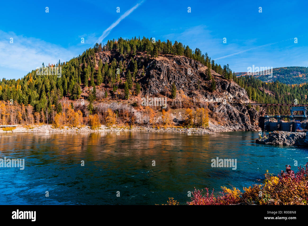 Box Canyon Dam on the Pend Oreille River Near Ione, Washington Stock