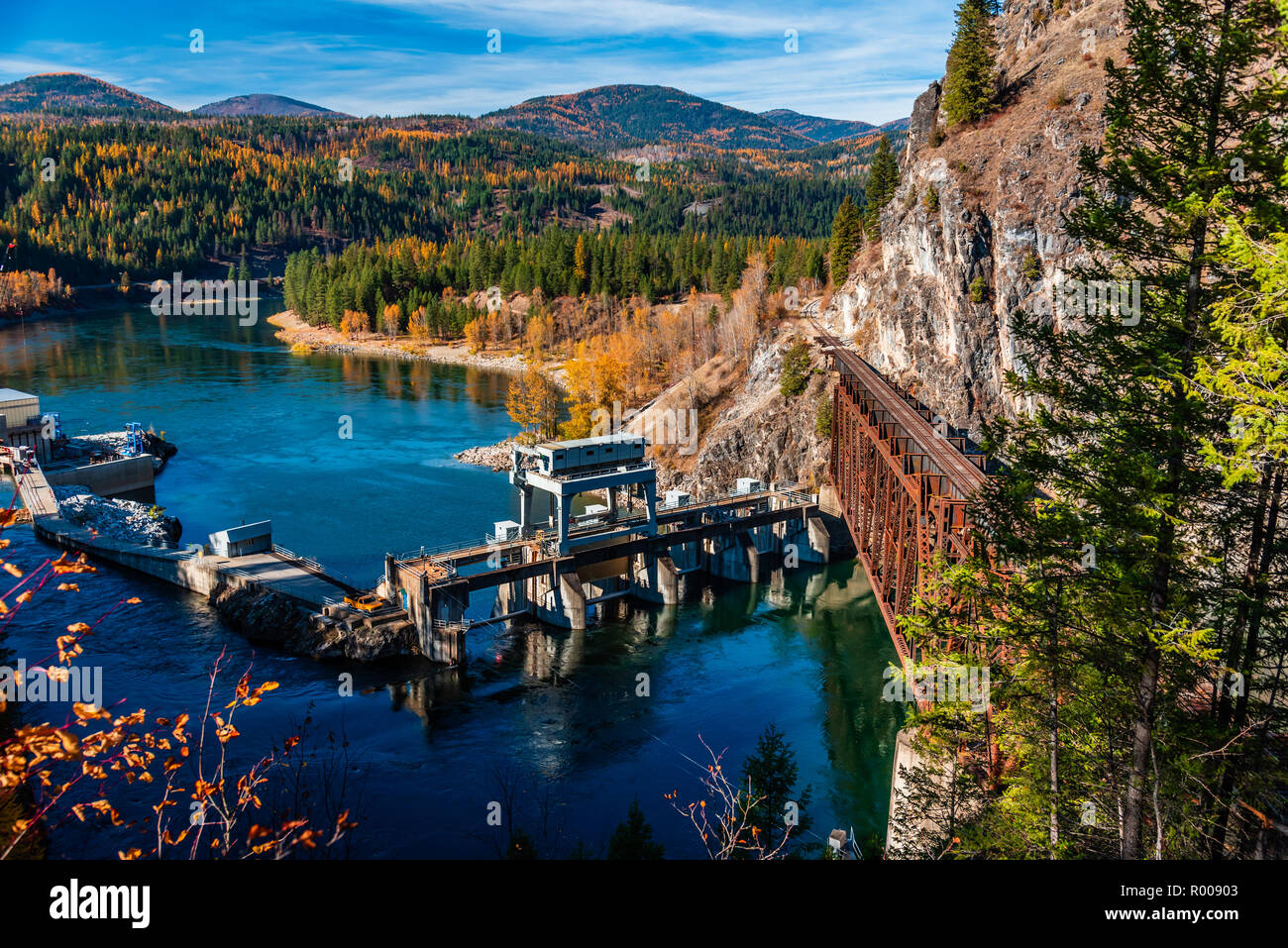 Box Canyon Dam on the Pend Oreille River Near Ione, Washington Stock