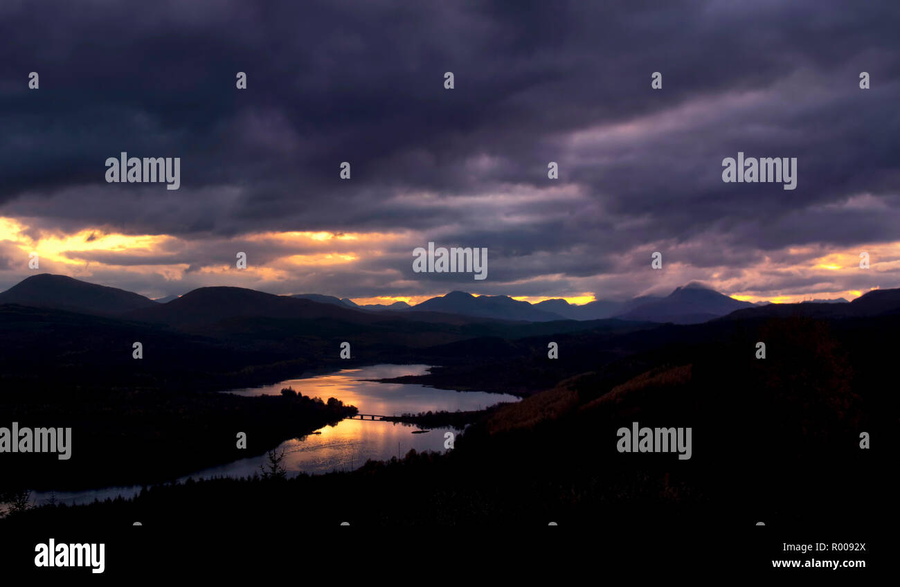 Sunset at Glen Garry, Scotland Stock Photo