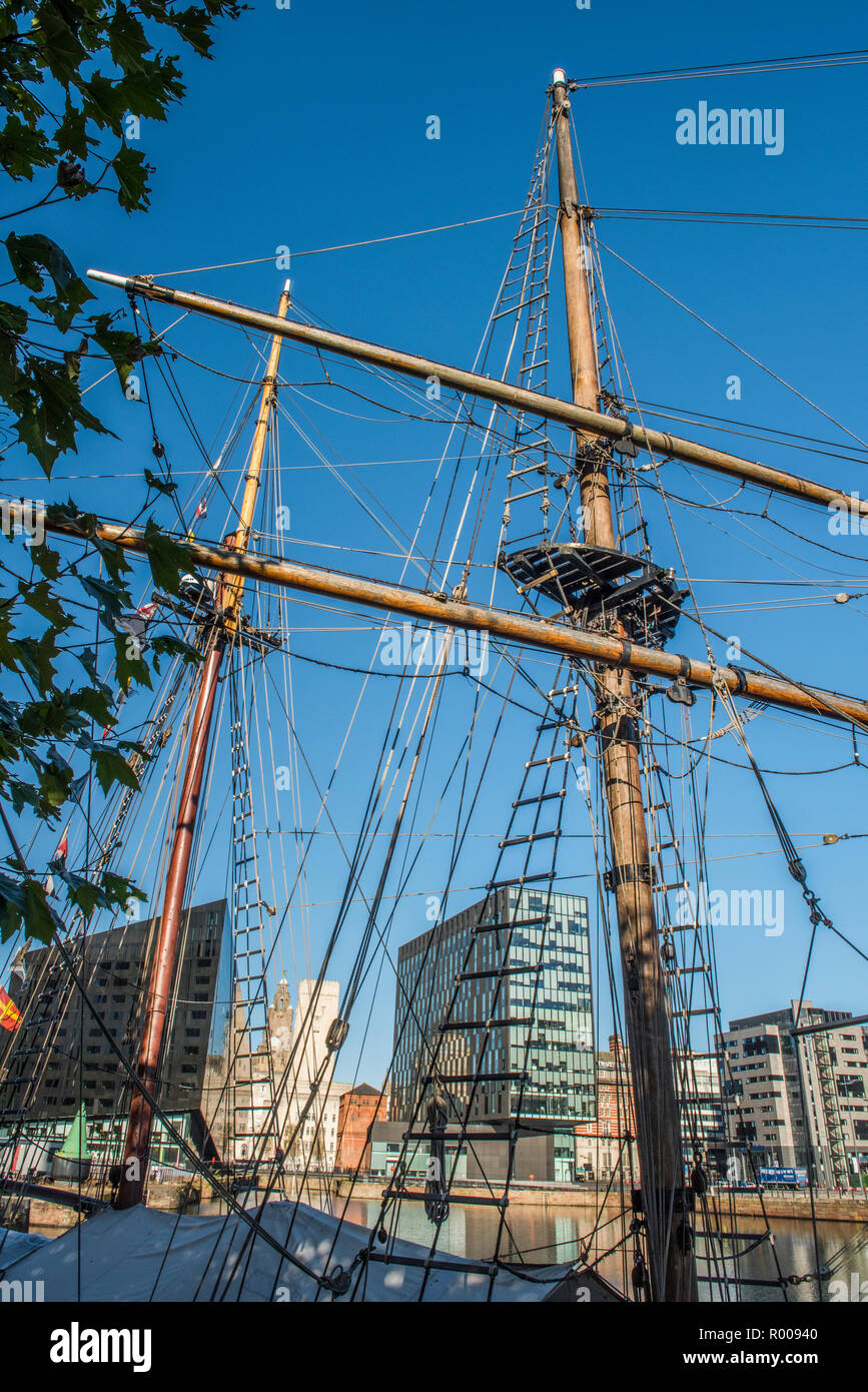 Tall ship Zebu, Royal Albert Docks, Liverpool, Merseyside, England Stock Photo