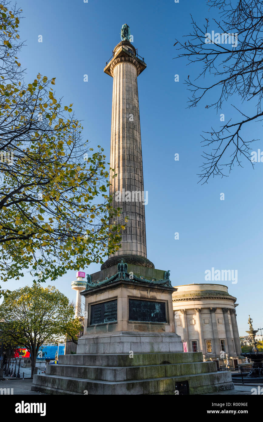 Wellington's Column (Waterloo Memorial), St George;s Hall, Liverpool, Merseyside Stock Photo