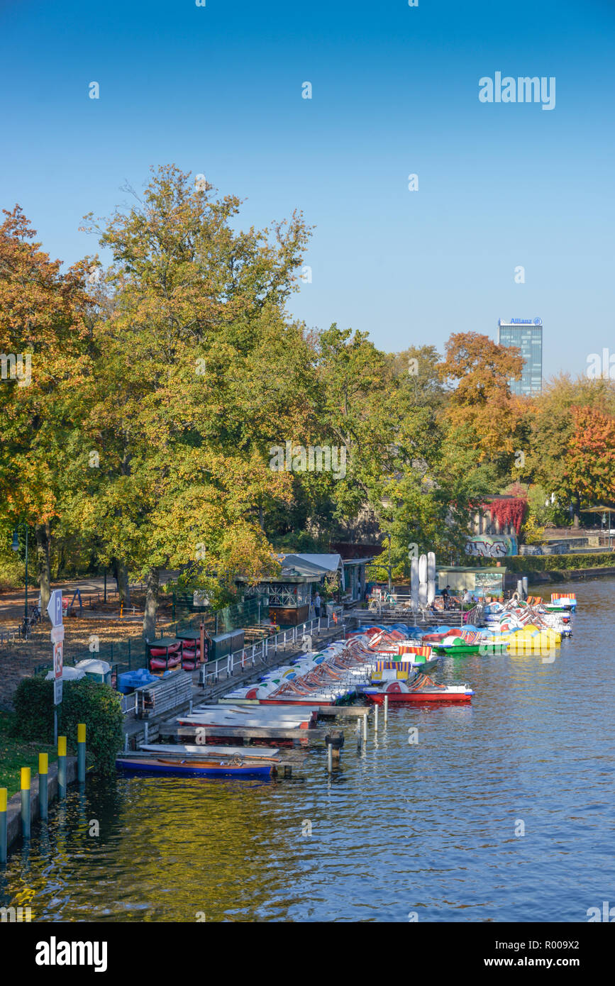 Boat hire Treptower park in the house Zenner, Treptow, Berlin, Germany, Bootsverleih Treptower Park am Haus Zenner, Deutschland Stock Photo