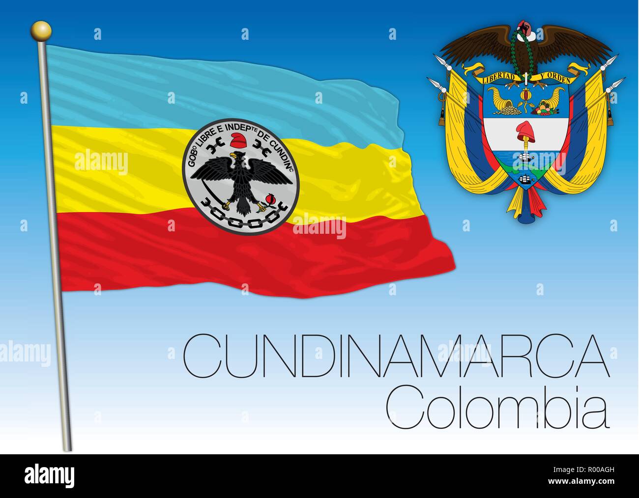 Cundinamarca regional flag, Republica de Colombia, vector illustration