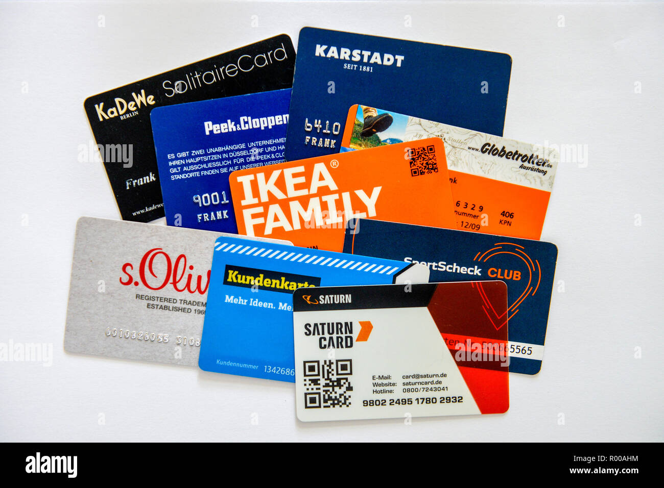Charge cards, Kundenkarten Stock Photo