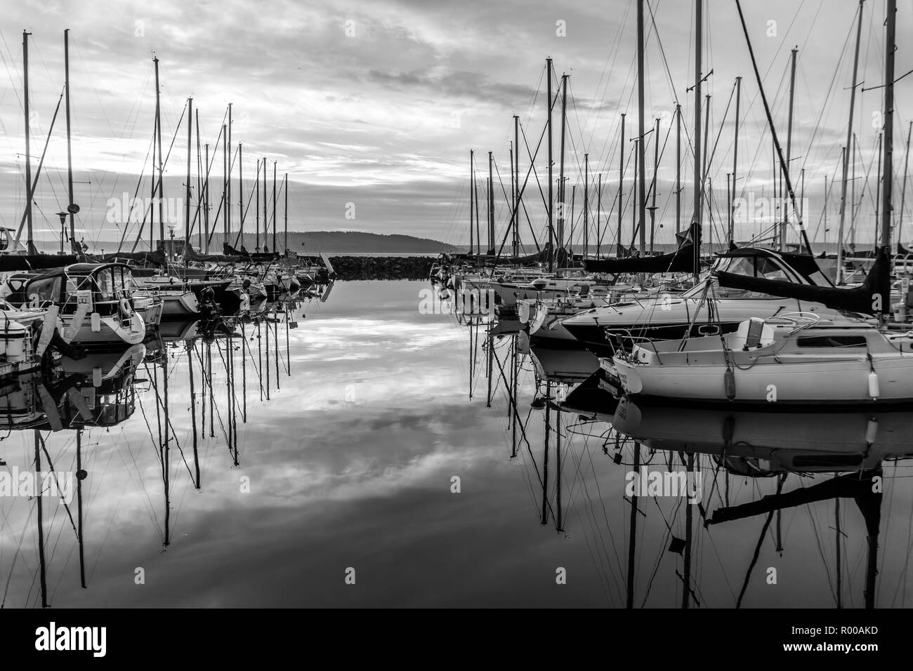 Washington sailing marina Black and White Stock Photos & Images - Alamy