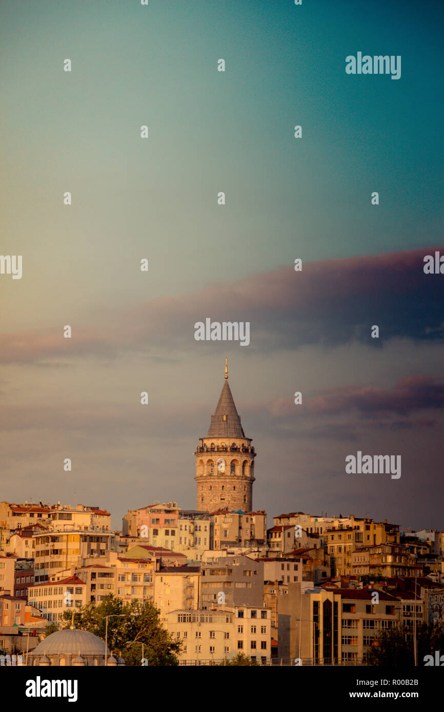 View of the Galata Tower from ancient times in Istanbul Stock Photo Alamy