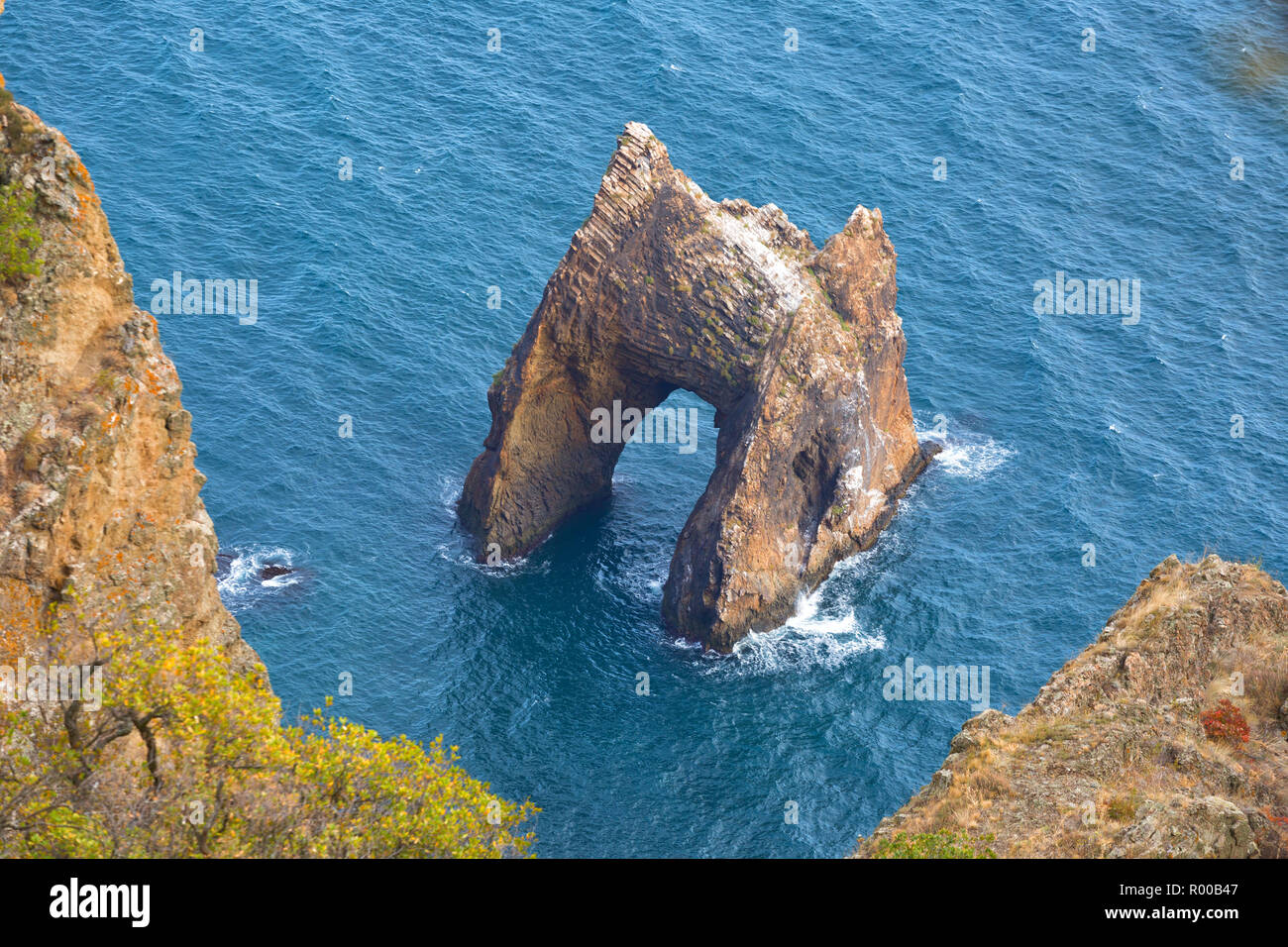 Famous Golden Gate rock in Karadag, top view , Crimea Stock Photo - Alamy