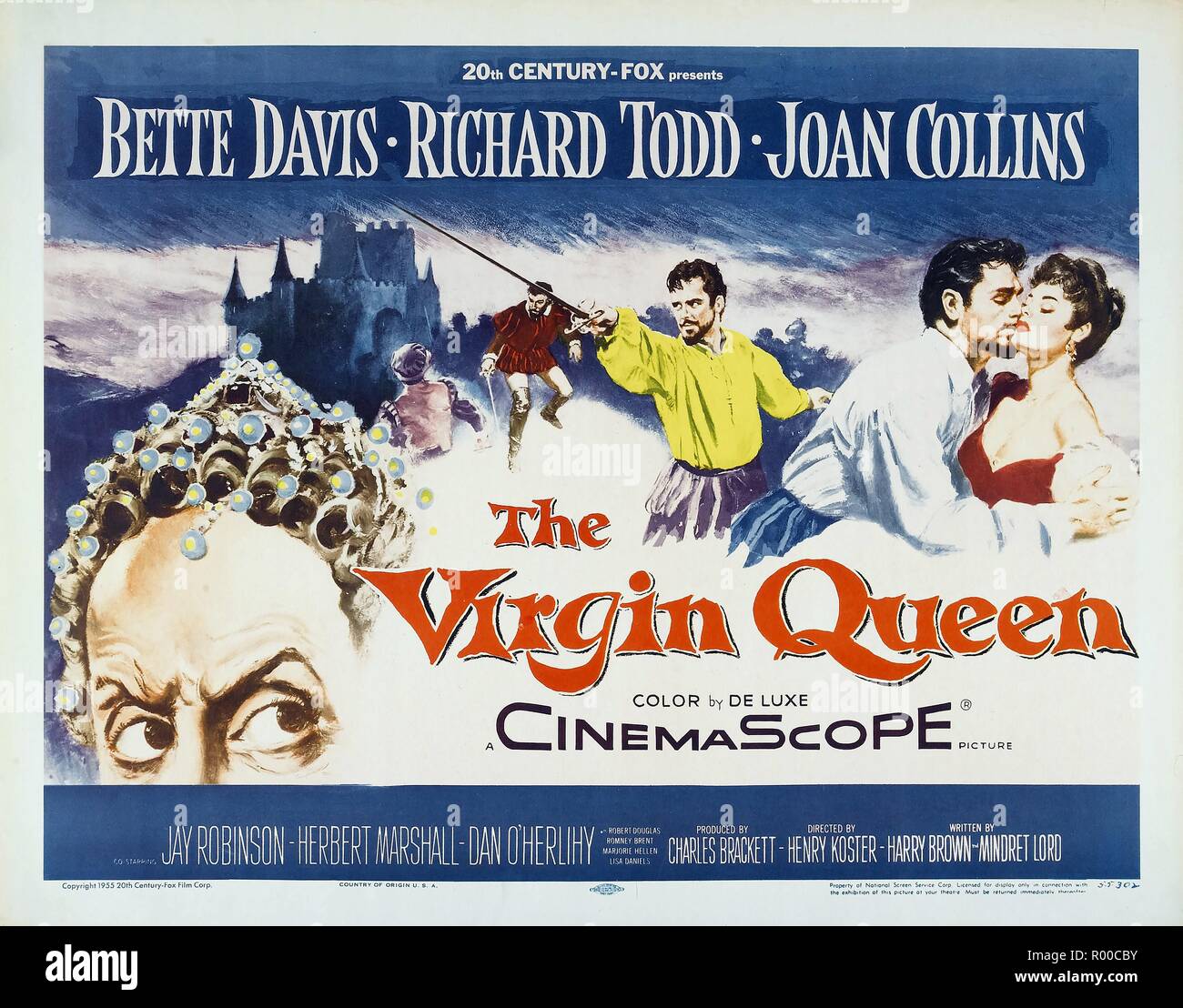 The Virgin Queen  Year : 1955 USA Director : Henry Koster Bette Davis, Richard Todd, Joan Collins  Poster (USA) Stock Photo