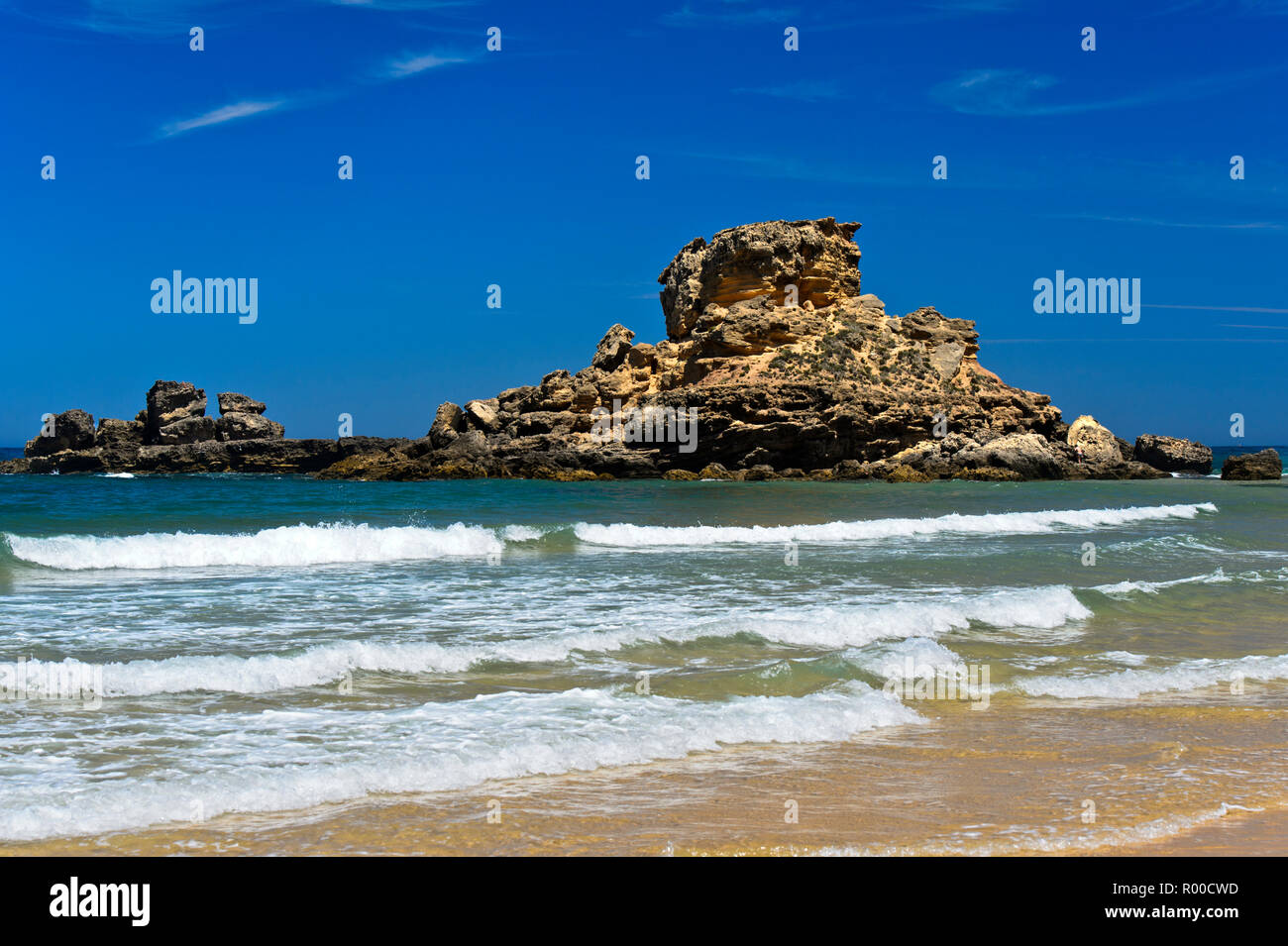 Rocks at Praia do Castelejo beach at the Costa Vicentina coast, Vila do Bispo, Portugal Stock Photo