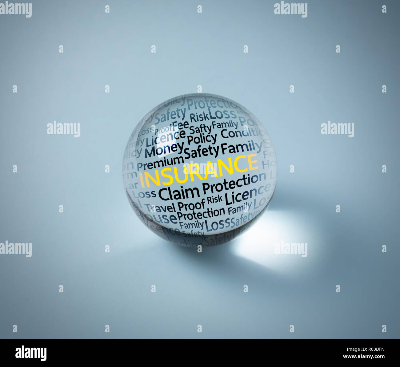 insurance concept in crystal ball Stock Photo - Alamy