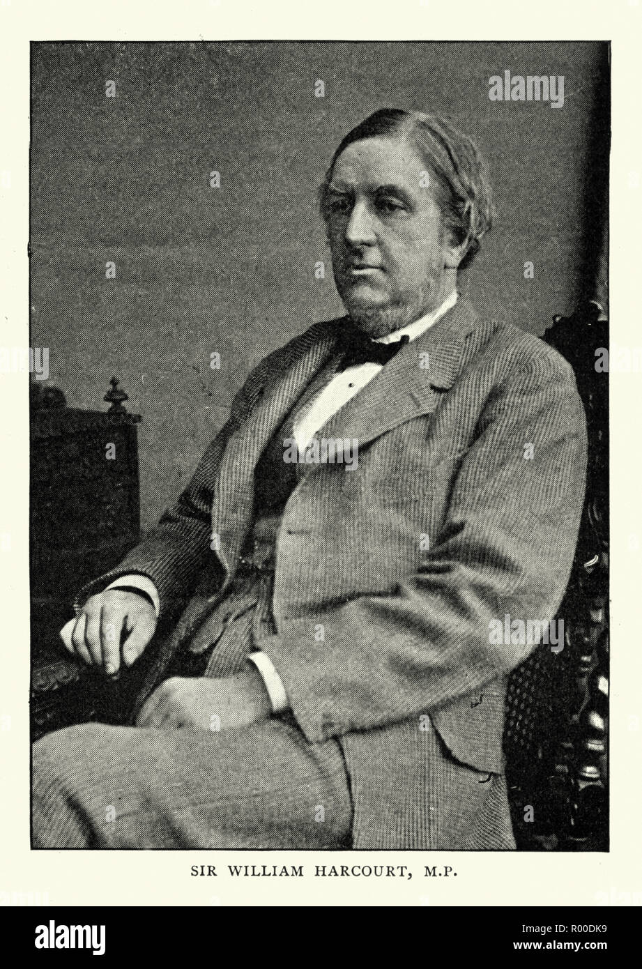 Sir William Harcourt, a British lawyer, journalist and Liberal statesman. He served as Member of Parliament and held the offices of Home Secretary and Chancellor of the Exchequer under William Ewart Gladstone before becoming Leader of the Opposition. Stock Photo