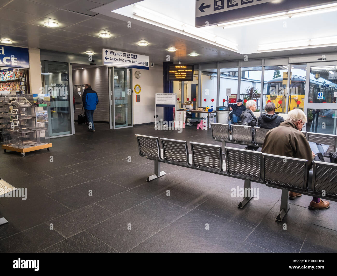 Fort William railway station waiting room in the Scottish Highlands ...