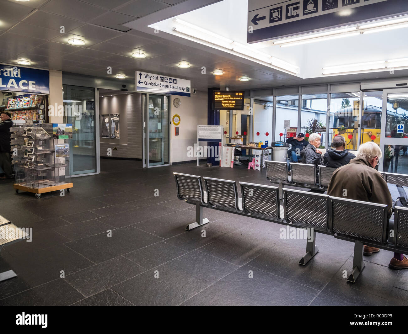 Fort William railway station waiting room in the Scottish Highlands