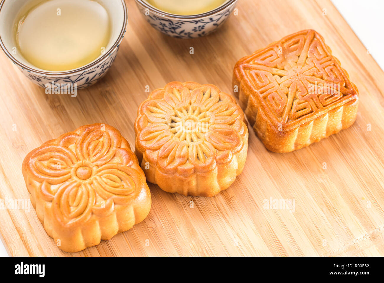 Mid-Autumn Festival moon cake on white background Stock Photo - Alamy