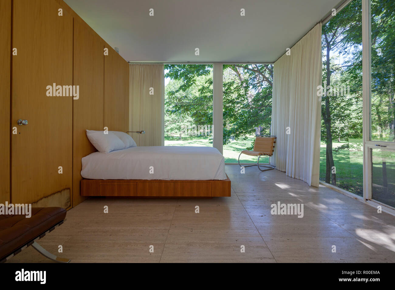 Bedroom Interior Of Farnsworth House By Architect Ludwig