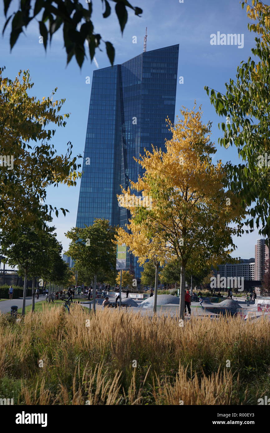 Hafenpark, Neubau der Europäischen Zentralbank, EZB, Frankfurt, Deutschland Stock Photo