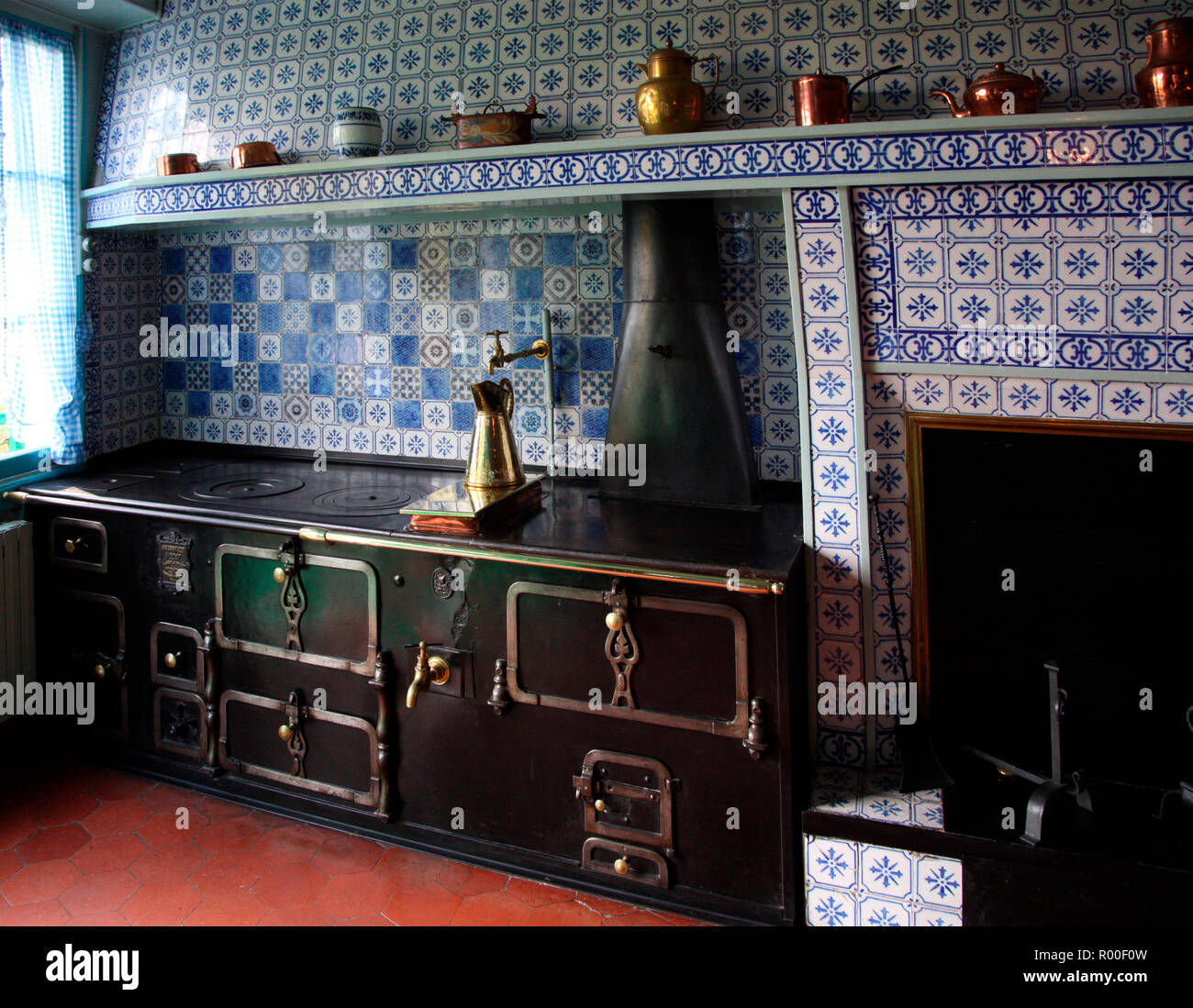 The kitchen in Monet’s house, Giverney. Stock Photo