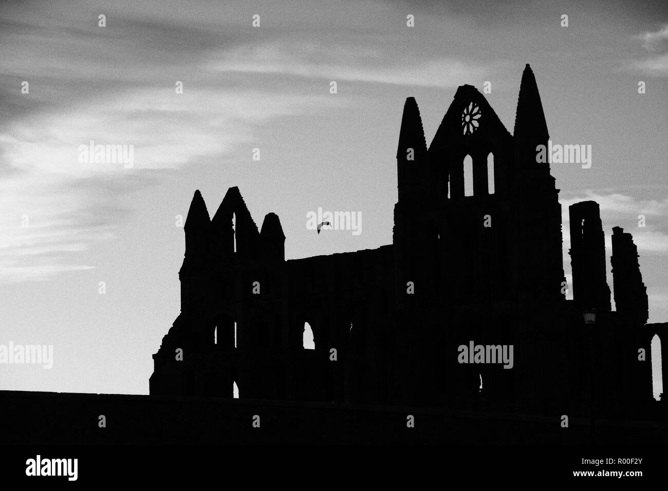 Whitby abbey silhouette Black and White Stock Photos & Images - Alamy