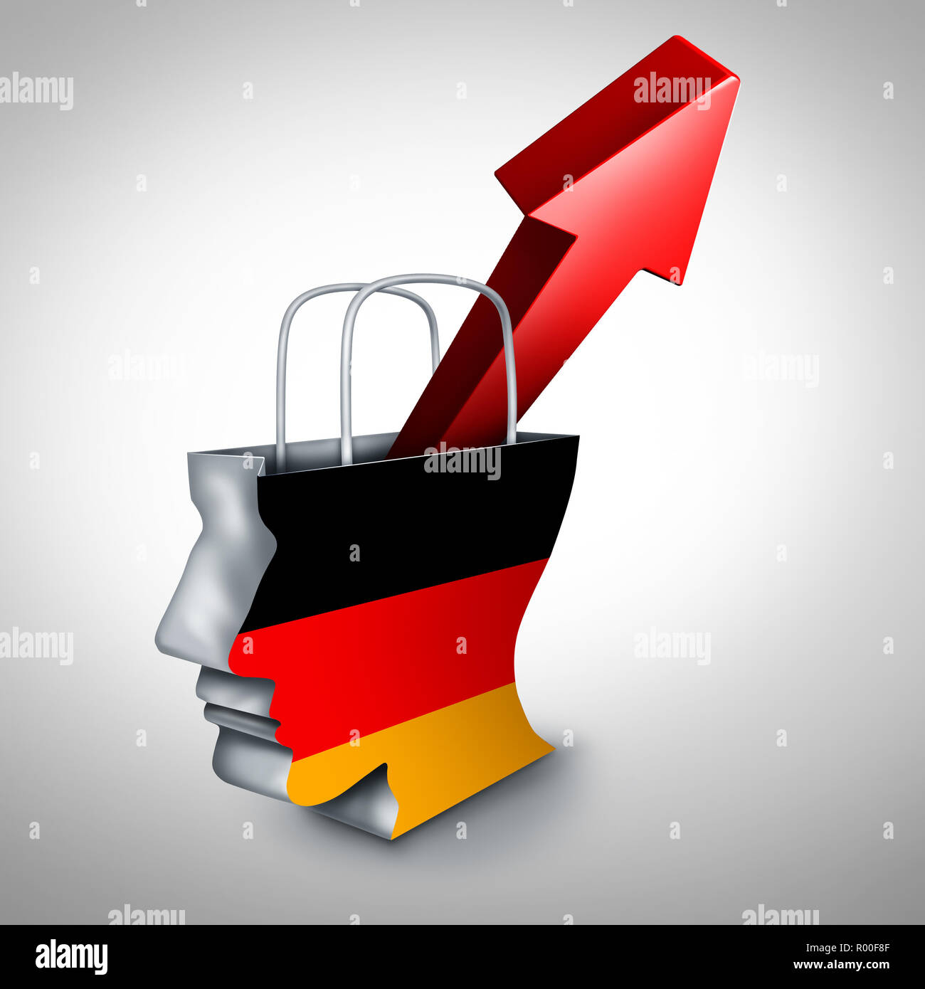 Germany inflation rise in a booming German economy and financial market of goods and services or European surging consumer prices and economic. Stock Photo
