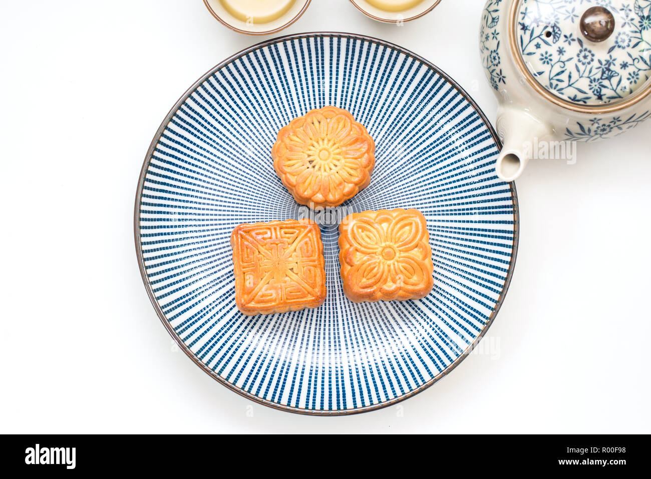 Mid-Autumn Festival moon cake on white background Stock Photo - Alamy