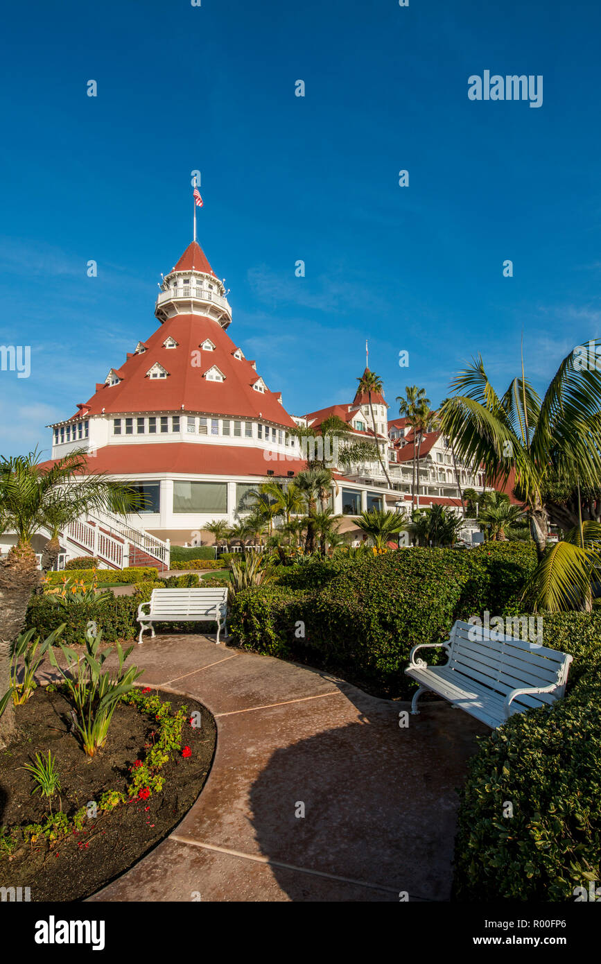 Hotel Del Coronado California Historical Landmark No. 844, San Diego, California. Stock Photo