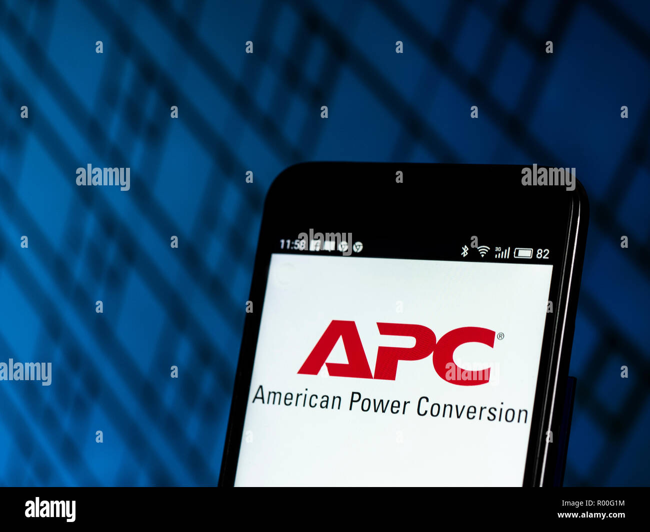 APC by Schneider Electric logo seen displayed on smart phone. APC by  Schneider Electric, formerly known as American Power Conversion Corporation,  is a manufacturer of uninterruptible power supplies, electronics  peripherals and data