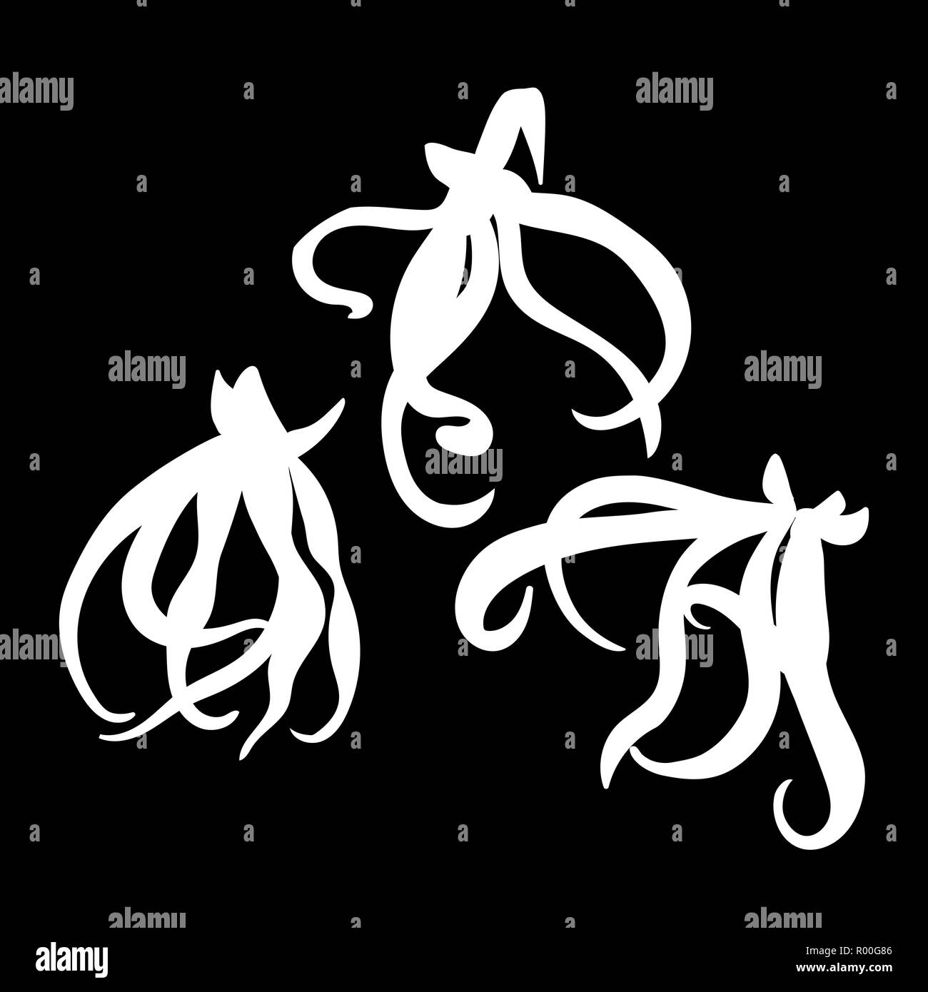Ylangylang flower isolated logo icon. white silhouette. Vector