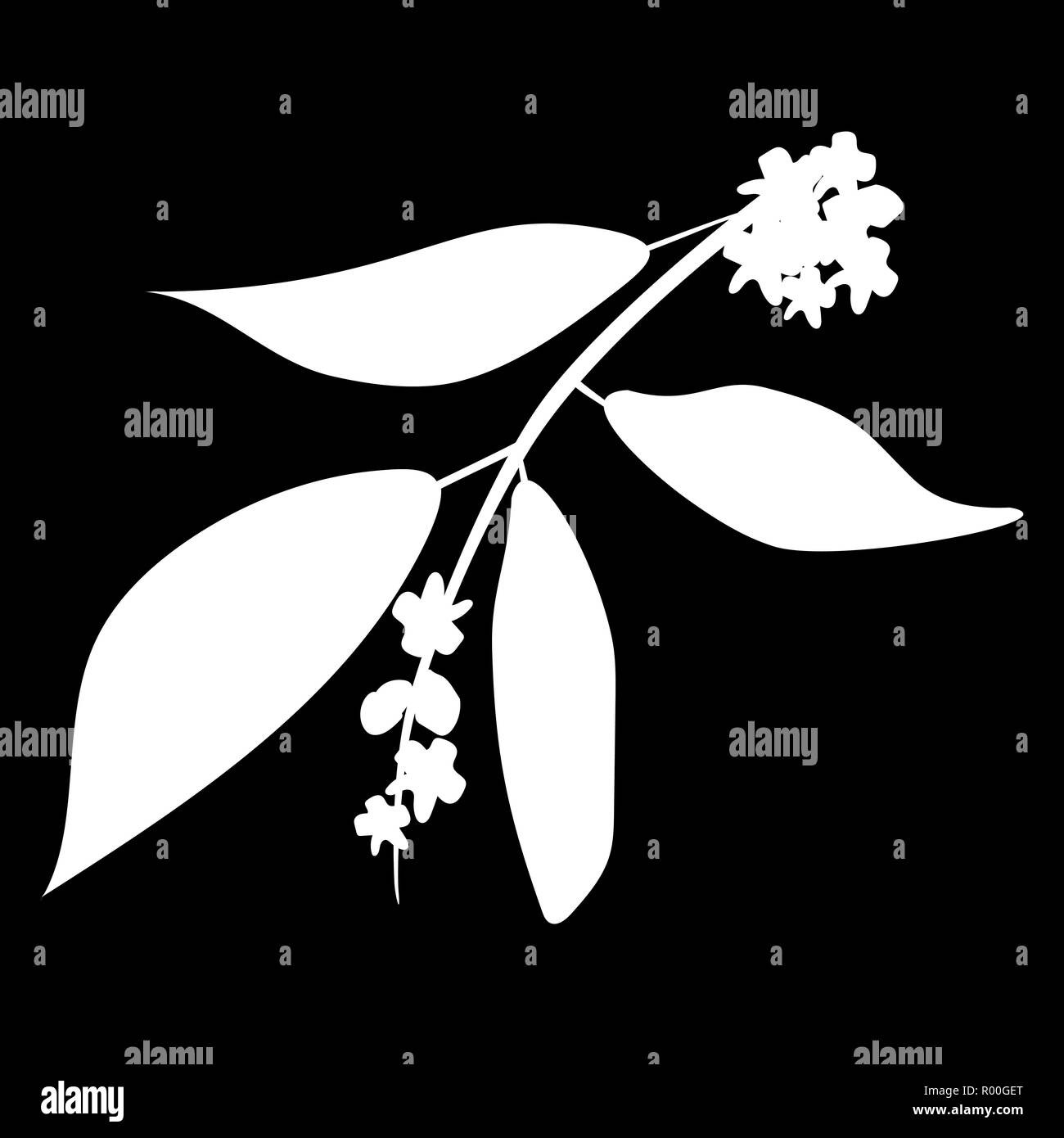 Chandan or sandalwood plant isolated logo icon. white silhouette. Vector illustration Stock Vector